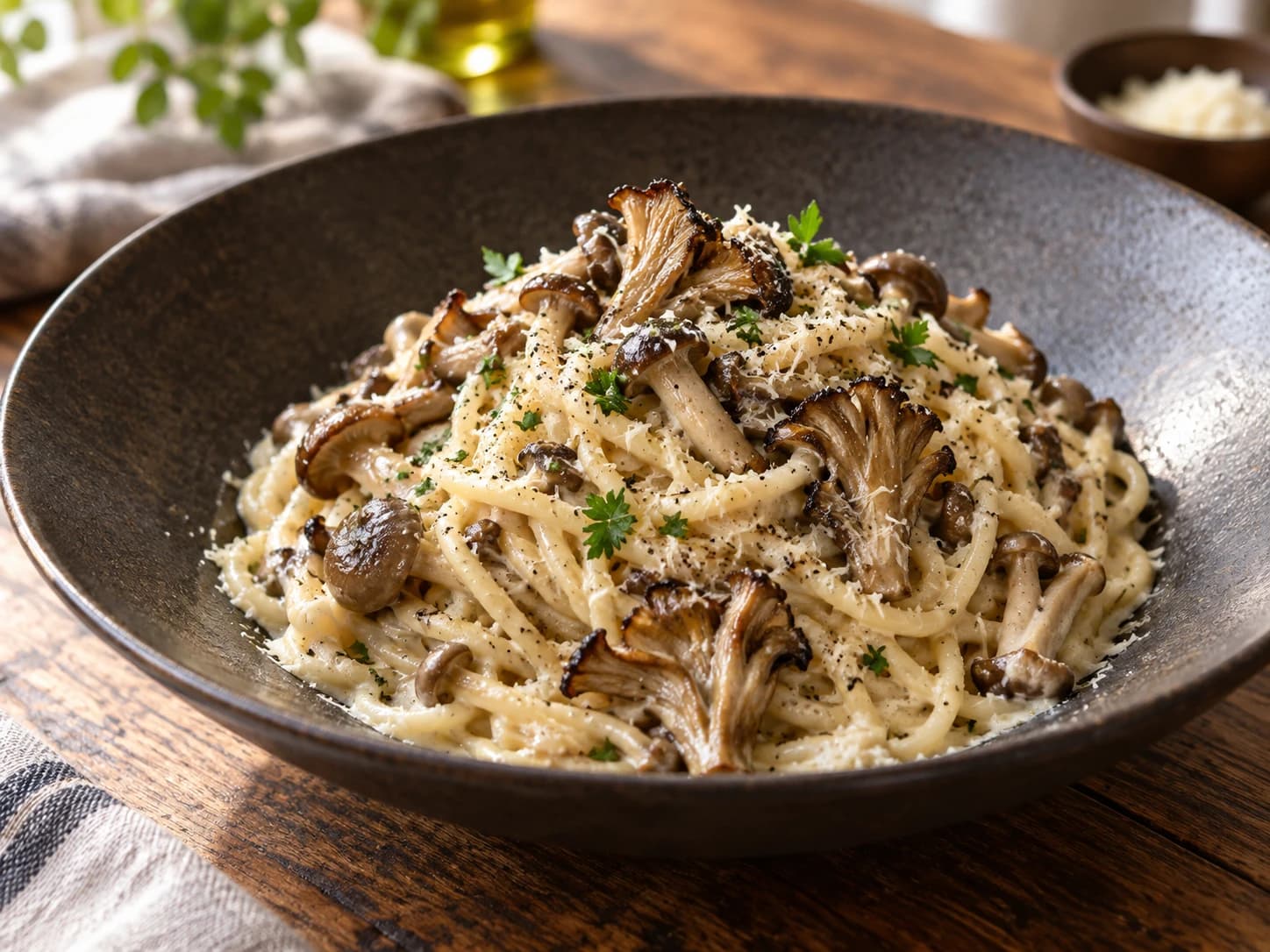 きのこのクリームパスタ
